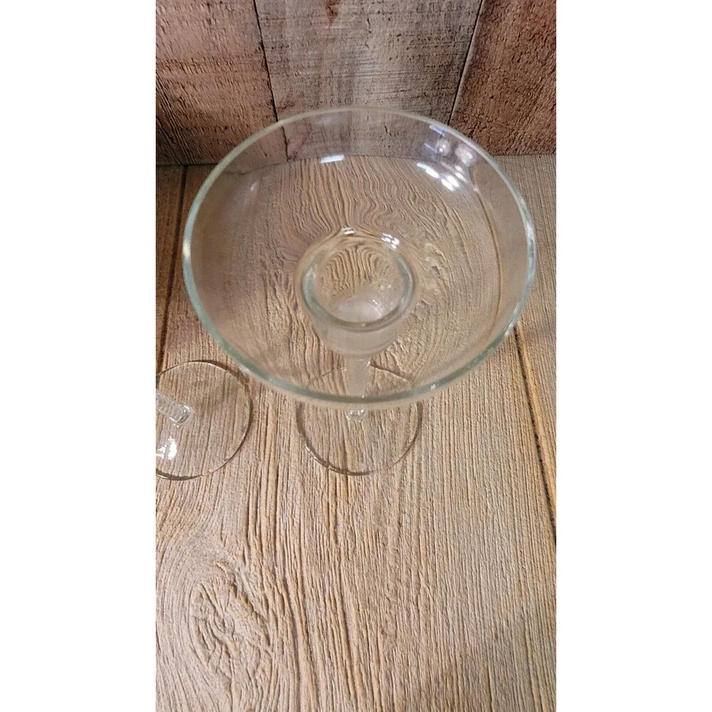 Romanian.  Hand Blown Clear Candle Holders. Party Lite
